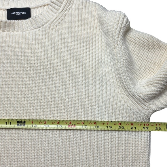 The Kooples Ecru Sweater With Patch Size M Pullover Crewneck Cotton Wool - Picture 6 of 12